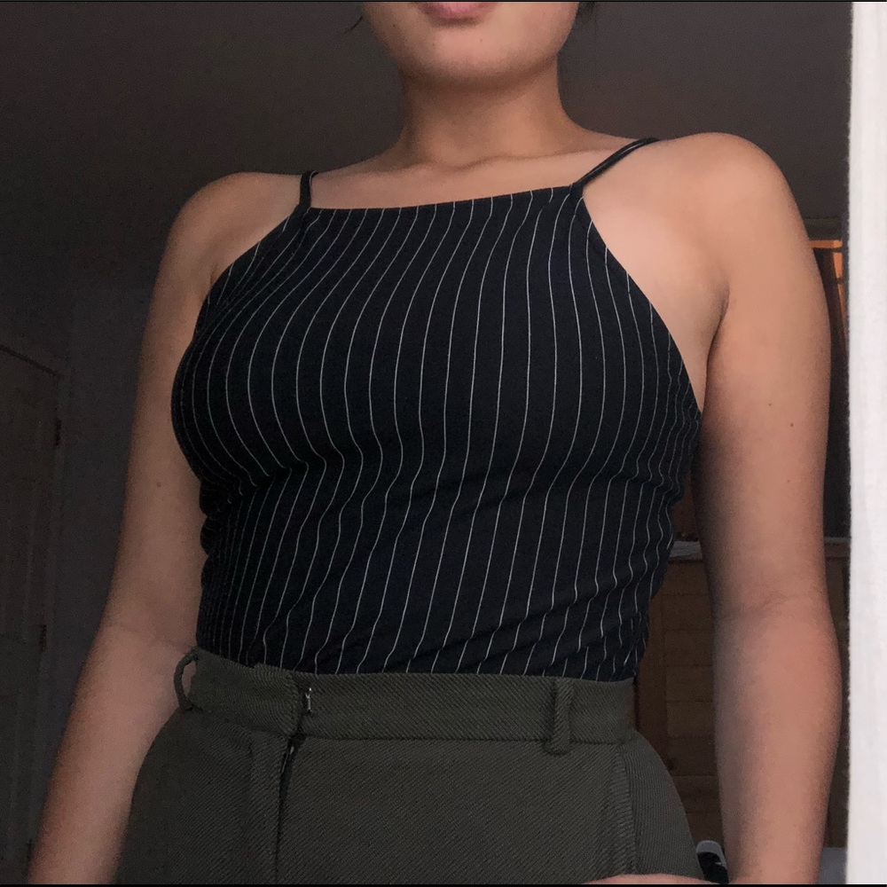 zara black and white striped tank